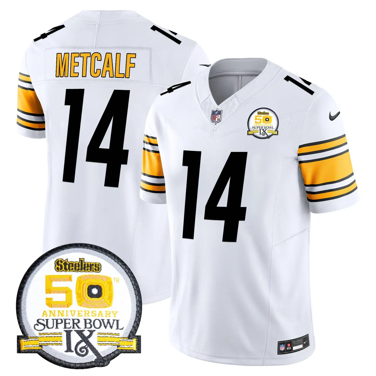 Sawyer Pittsburgh Steelers Nike 50th Anniversary Super Bowl IX Patch Vapor Limited Stitched Jersey - Black - Image 32