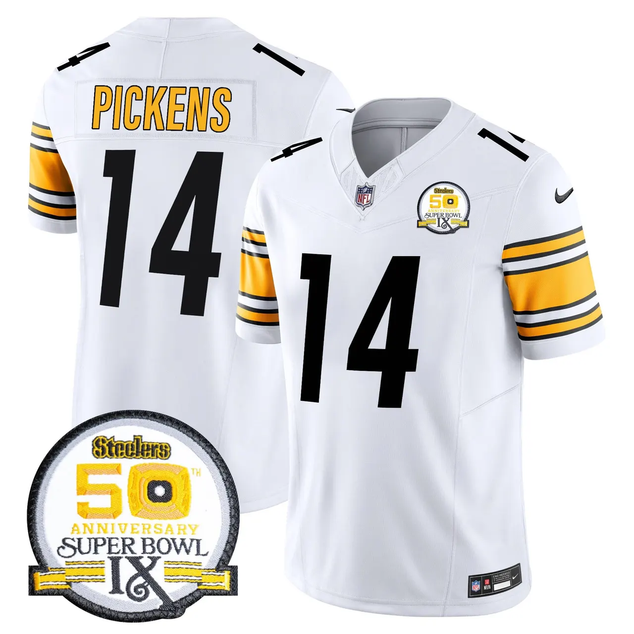 Sawyer Pittsburgh Steelers Nike 50th Anniversary Super Bowl IX Patch Vapor Limited Stitched Jersey - Black - Image 34