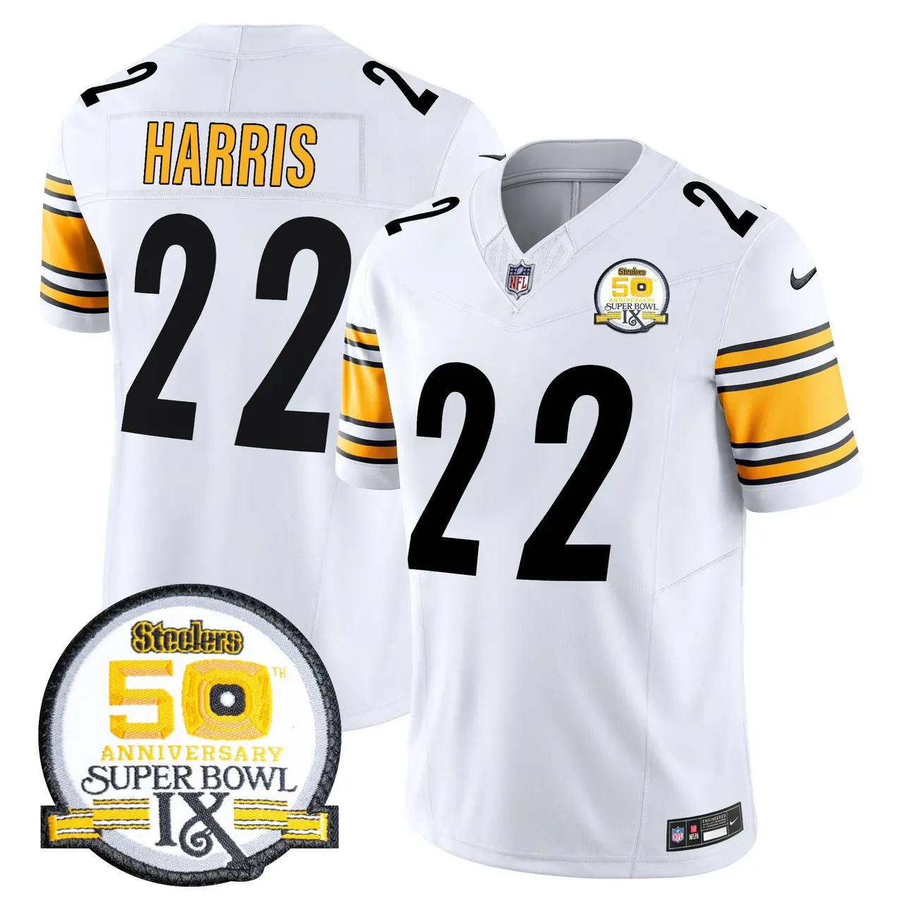 Sawyer Pittsburgh Steelers Nike 50th Anniversary Super Bowl IX Patch Vapor Limited Stitched Jersey - Black - Image 35