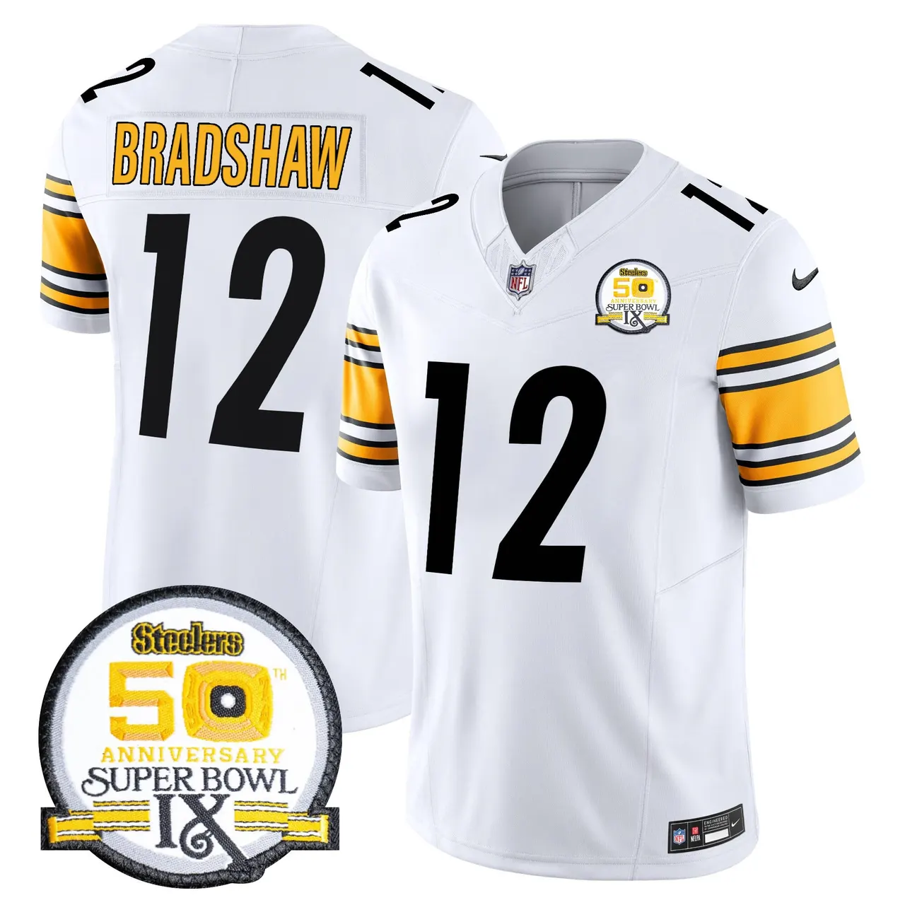 Sawyer Pittsburgh Steelers Nike 50th Anniversary Super Bowl IX Patch Vapor Limited Stitched Jersey - Black - Image 37