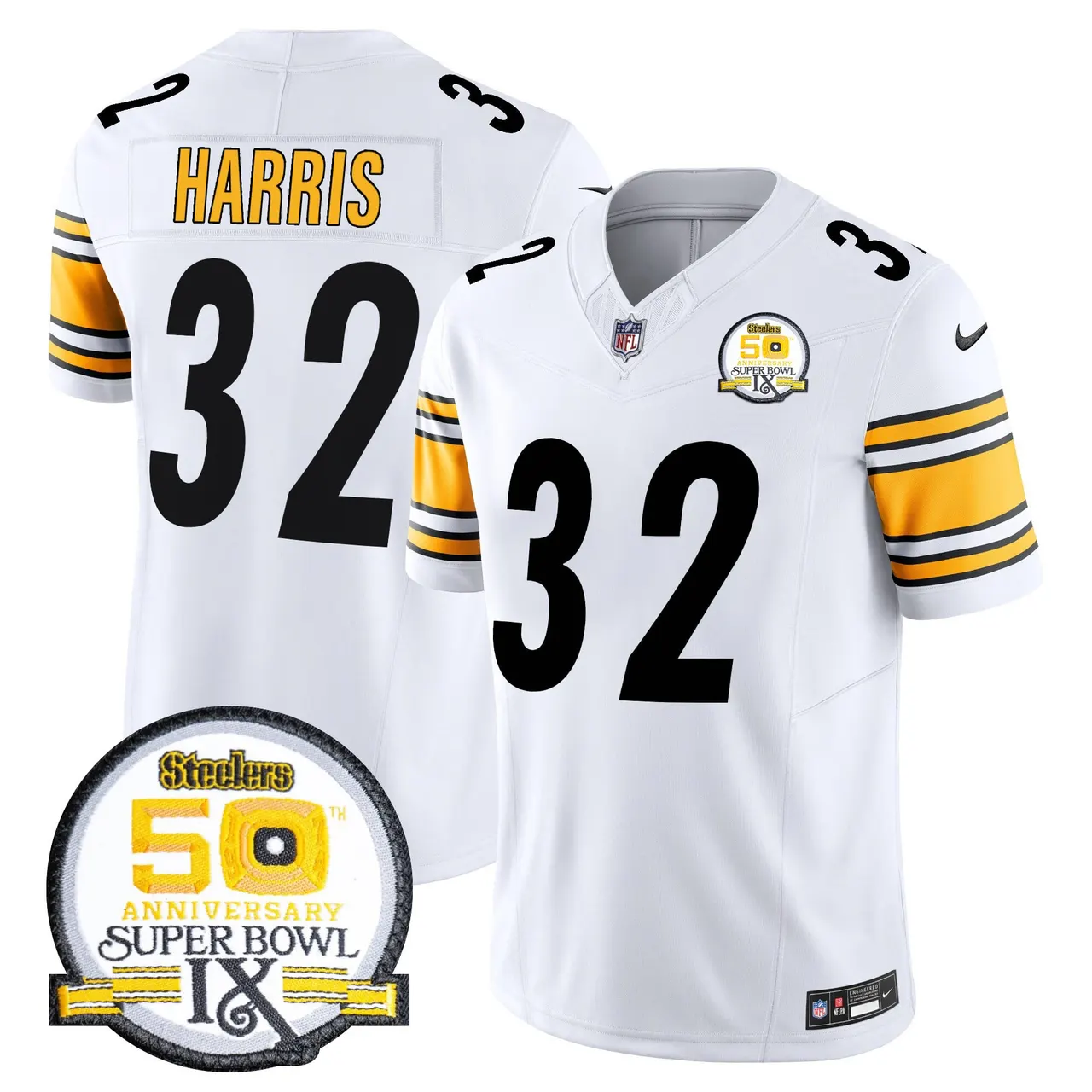 Sawyer Pittsburgh Steelers Nike 50th Anniversary Super Bowl IX Patch Vapor Limited Stitched Jersey - Black - Image 38