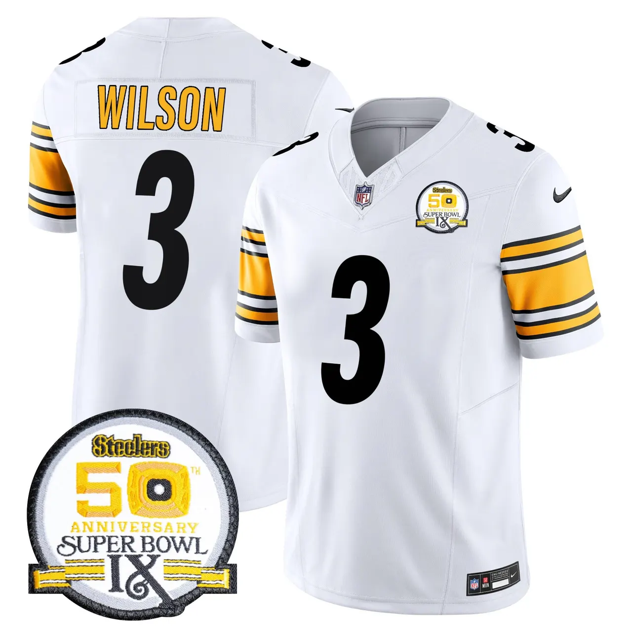 Sawyer Pittsburgh Steelers Nike 50th Anniversary Super Bowl IX Patch Vapor Limited Stitched Jersey - Black - Image 40