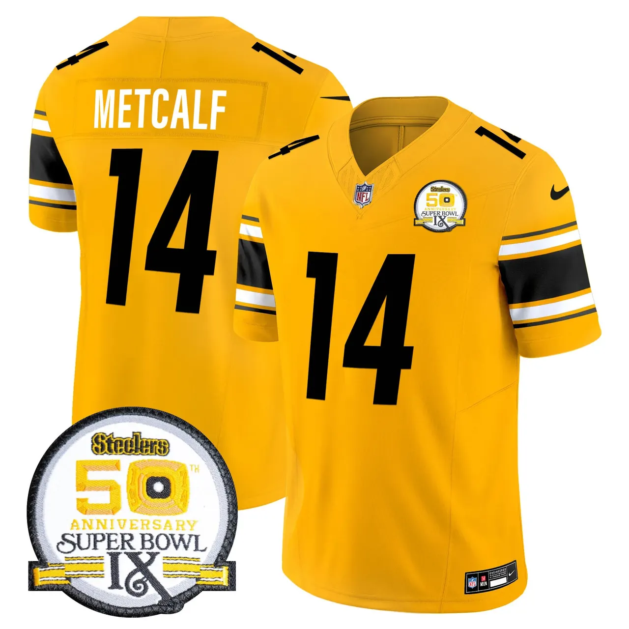 Sawyer Pittsburgh Steelers Nike 50th Anniversary Super Bowl IX Patch Vapor Limited Stitched Jersey - Black - Image 42