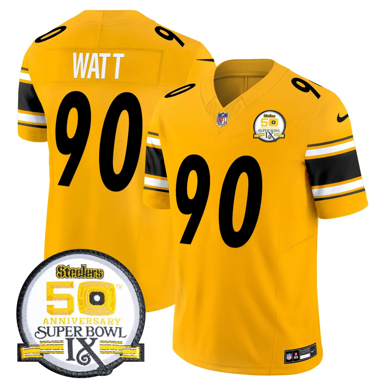 Sawyer Pittsburgh Steelers Nike 50th Anniversary Super Bowl IX Patch Vapor Limited Stitched Jersey - Black - Image 43