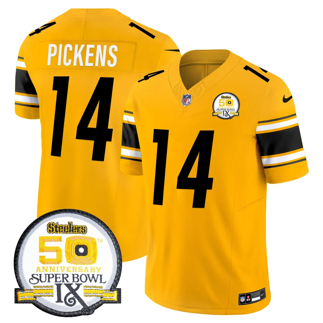 Sawyer Pittsburgh Steelers Nike 50th Anniversary Super Bowl IX Patch Vapor Limited Stitched Jersey - Black - Image 44