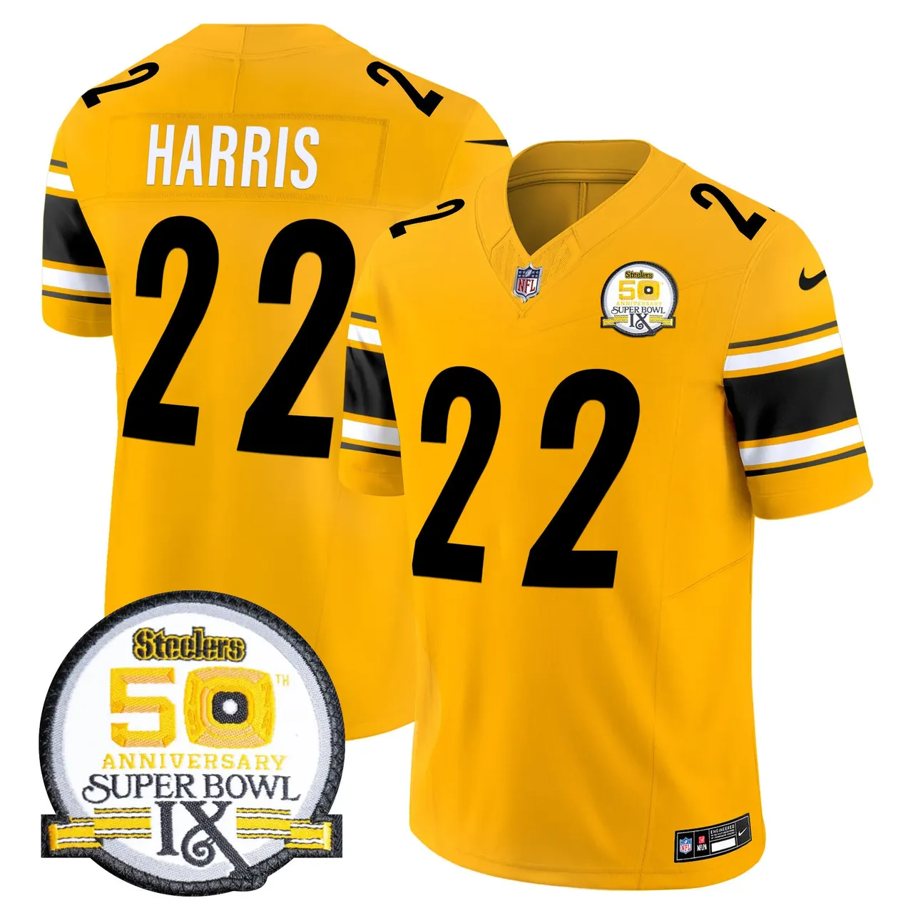 Sawyer Pittsburgh Steelers Nike 50th Anniversary Super Bowl IX Patch Vapor Limited Stitched Jersey - Black - Image 45