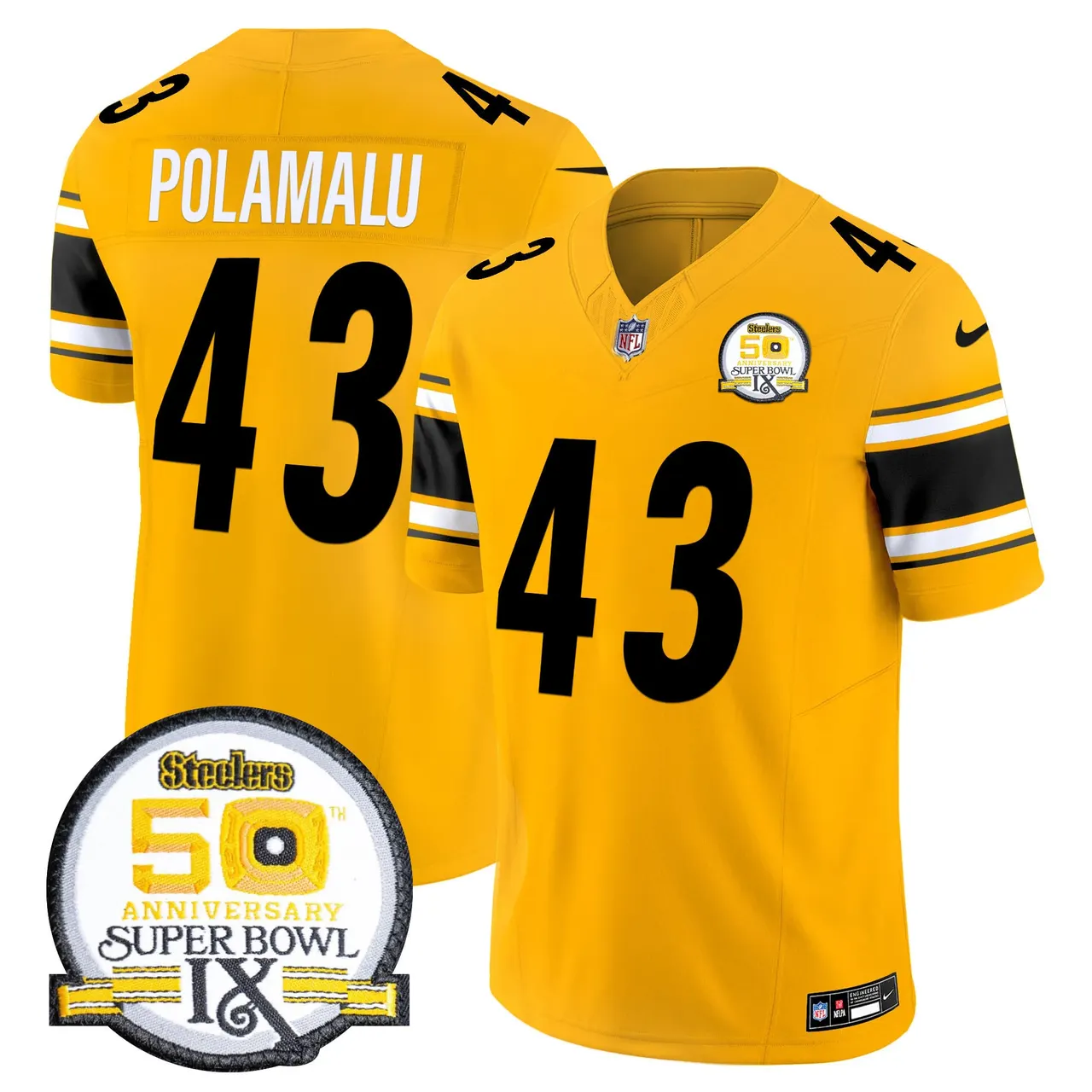 Sawyer Pittsburgh Steelers Nike 50th Anniversary Super Bowl IX Patch Vapor Limited Stitched Jersey - Black - Image 46
