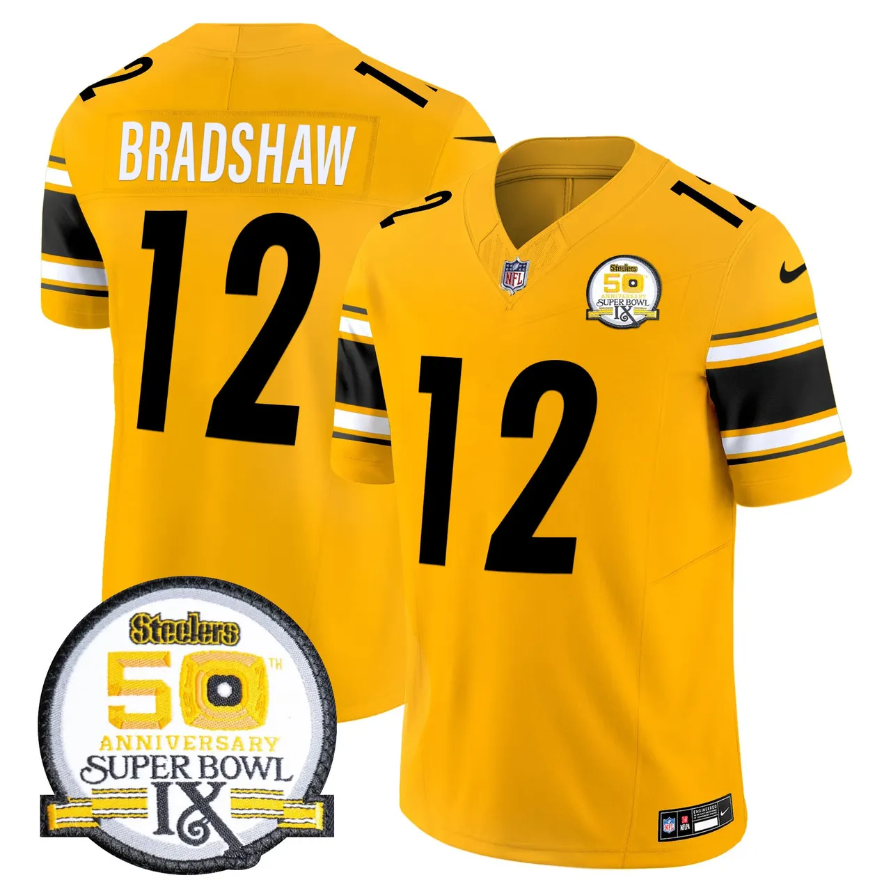 Sawyer Pittsburgh Steelers Nike 50th Anniversary Super Bowl IX Patch Vapor Limited Stitched Jersey - Black - Image 47