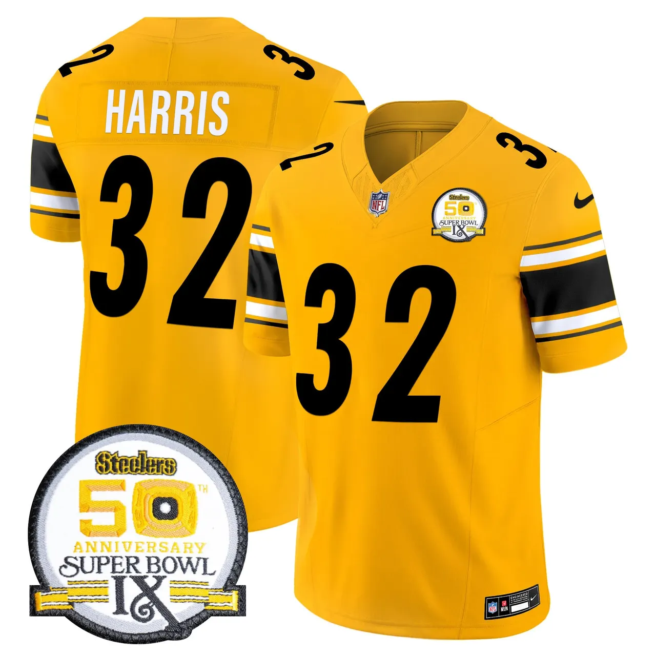 Sawyer Pittsburgh Steelers Nike 50th Anniversary Super Bowl IX Patch Vapor Limited Stitched Jersey - Black - Image 48
