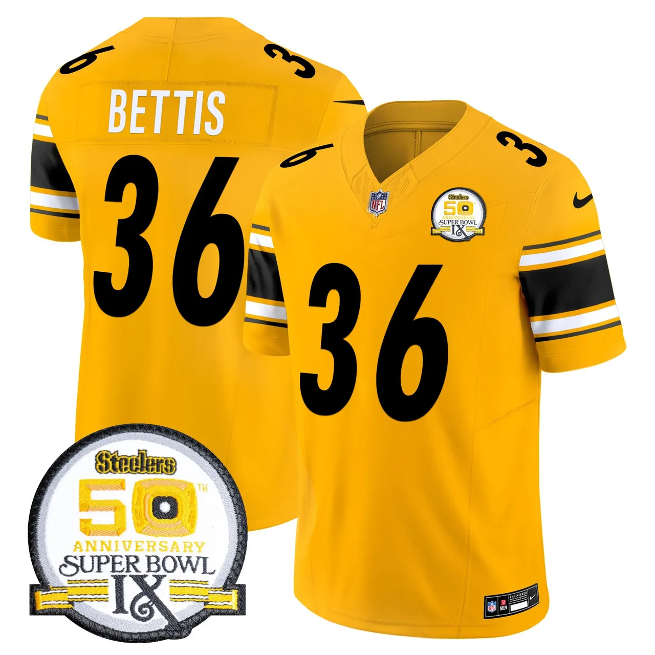 Sawyer Pittsburgh Steelers Nike 50th Anniversary Super Bowl IX Patch Vapor Limited Stitched Jersey - Black - Image 49