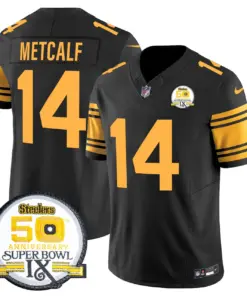 Sawyer Pittsburgh Steelers Nike 50th Anniversary Super Bowl IX Patch Vapor Limited Stitched Jersey - Black - Image 52