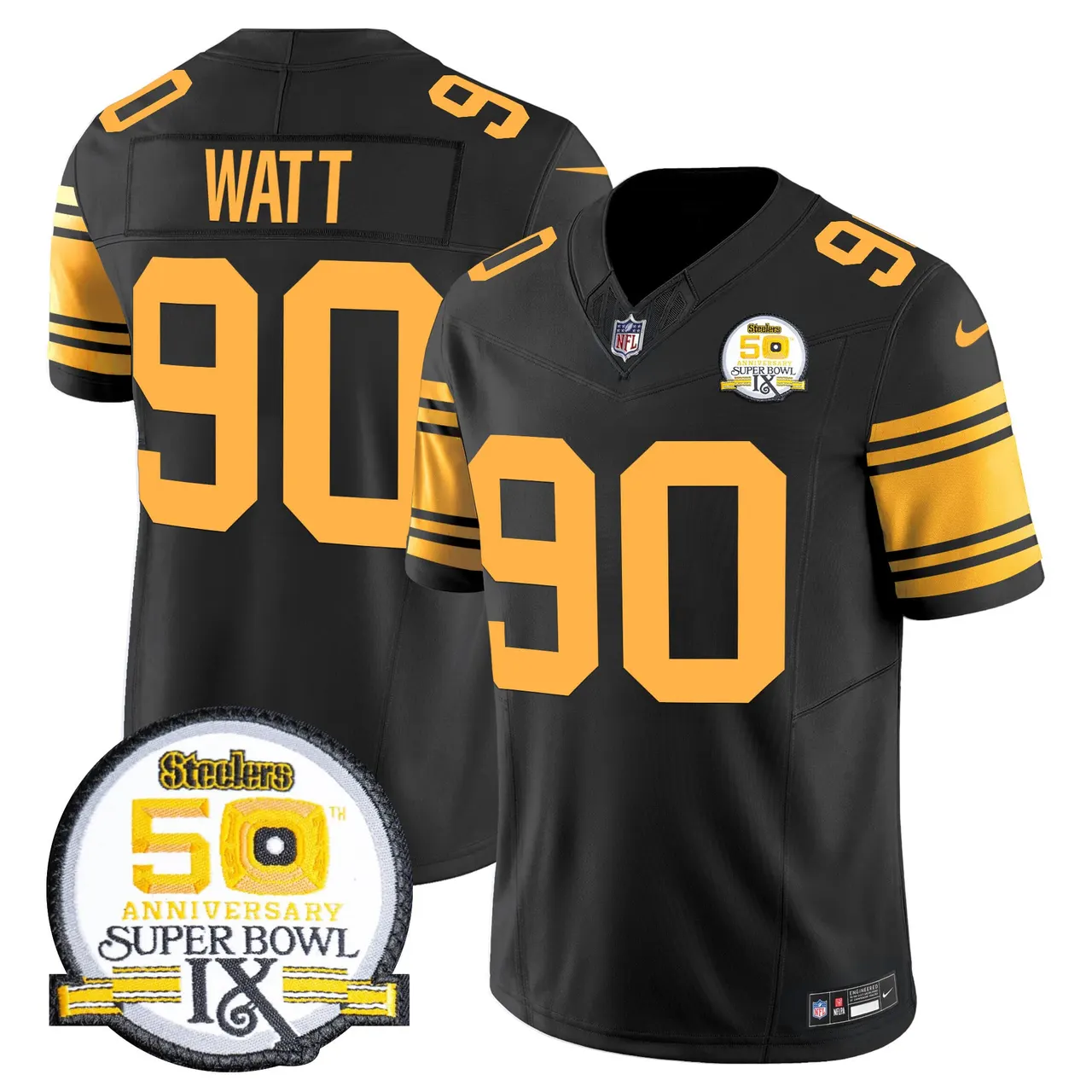 Sawyer Pittsburgh Steelers Nike 50th Anniversary Super Bowl IX Patch Vapor Limited Stitched Jersey - Black - Image 53