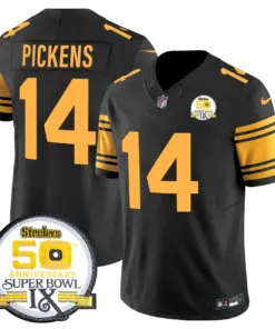 Sawyer Pittsburgh Steelers Nike 50th Anniversary Super Bowl IX Patch Vapor Limited Stitched Jersey - Black - Image 54