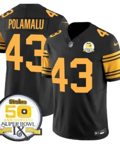 Sawyer Pittsburgh Steelers Nike 50th Anniversary Super Bowl IX Patch Vapor Limited Stitched Jersey - Black - Image 56