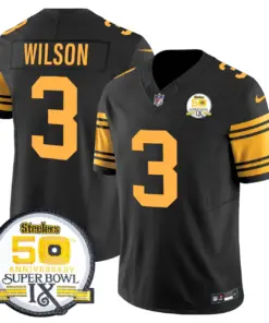 Sawyer Pittsburgh Steelers Nike 50th Anniversary Super Bowl IX Patch Vapor Limited Stitched Jersey - Black - Image 60