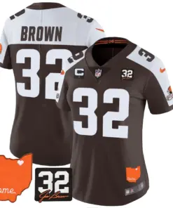 Watson Cleveland Browns Nike Women's Home Patch Jim Vapor Limited Stitched Jersey - Brown - Image 4