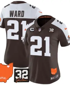 Watson Cleveland Browns Nike Women's Home Patch Jim Vapor Limited Stitched Jersey - Brown - Image 6
