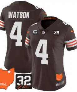 Watson Cleveland Browns Nike Women's Home Patch Jim Vapor Limited Stitched Jersey - Brown - Image 7