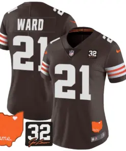 Watson Cleveland Browns Nike Women's Home Patch Jim Vapor Limited Stitched Jersey - Brown - Image 12