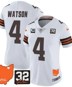 Watson Cleveland Browns Nike Women's Home Patch Jim Vapor Limited Stitched Jersey - Brown - Image 13