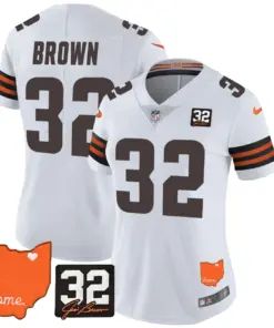 Watson Cleveland Browns Nike Women's Home Patch Jim Vapor Limited Stitched Jersey - Brown - Image 16