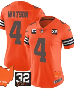 Watson Cleveland Browns Nike Women's Home Patch Jim Vapor Limited Stitched Jersey - Brown - Image 19