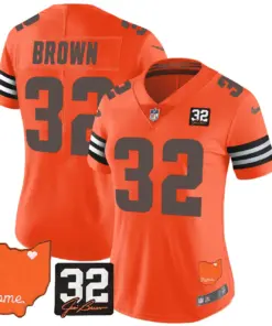 Watson Cleveland Browns Nike Women's Home Patch Jim Vapor Limited Stitched Jersey - Brown - Image 22