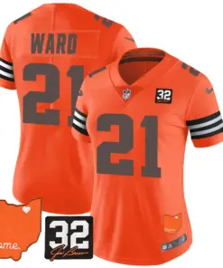 Watson Cleveland Browns Nike Women's Home Patch Jim Vapor Limited Stitched Jersey - Brown - Image 24
