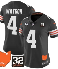 Watson Cleveland Browns Nike Women's Home Patch Jim Vapor Limited Stitched Jersey - Brown - Image 25