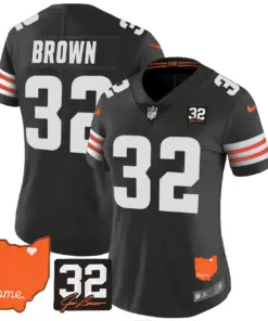 Watson Cleveland Browns Nike Women's Home Patch Jim Vapor Limited Stitched Jersey - Brown - Image 28