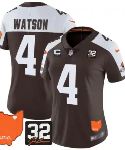 Watson Cleveland Browns Nike Women's Home Patch Jim Vapor Limited Stitched Jersey - Brown