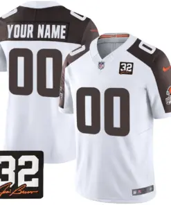 Cleveland Browns Nike Home Patch Jim Vapor Custom Limited Stitched Jersey - Brown - Image 5