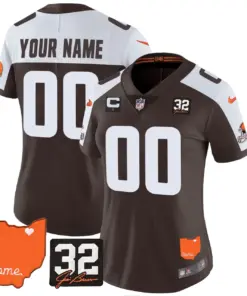 Cleveland Browns Nike Home Patch Jim Vapor Custom Limited Stitched Jersey - Brown - Image 6