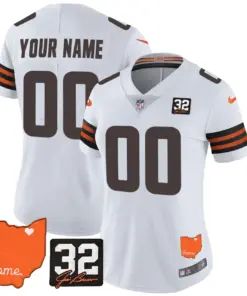 Cleveland Browns Nike Home Patch Jim Vapor Custom Limited Stitched Jersey - Brown - Image 8
