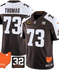 Sanders Cleveland Browns Nike Home Patch Jim Vapor Limited Stitched Jersey - Brown - Image 5