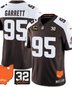 Sanders Cleveland Browns Nike Home Patch Jim Vapor Limited Stitched Jersey - Brown - Image 7