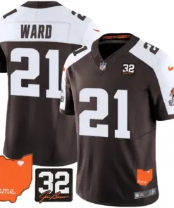 Sanders Cleveland Browns Nike Home Patch Jim Vapor Limited Stitched Jersey - Brown - Image 8