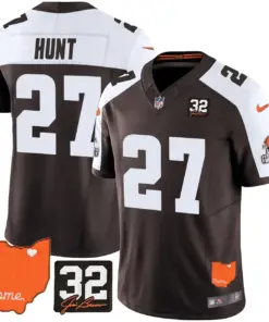 Sanders Cleveland Browns Nike Home Patch Jim Vapor Limited Stitched Jersey - Brown - Image 9