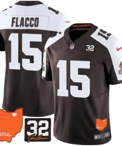 Sanders Cleveland Browns Nike Home Patch Jim Vapor Limited Stitched Jersey - Brown - Image 11