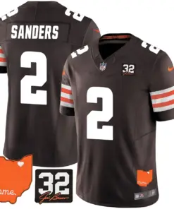Sanders Cleveland Browns Nike Home Patch Jim Vapor Limited Stitched Jersey - Brown - Image 12