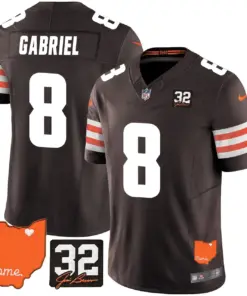 Sanders Cleveland Browns Nike Home Patch Jim Vapor Limited Stitched Jersey - Brown - Image 13