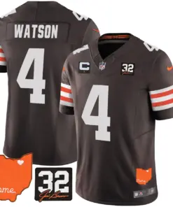 Sanders Cleveland Browns Nike Home Patch Jim Vapor Limited Stitched Jersey - Brown - Image 14