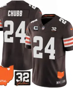 Sanders Cleveland Browns Nike Home Patch Jim Vapor Limited Stitched Jersey - Brown - Image 15