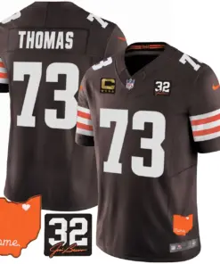 Sanders Cleveland Browns Nike Home Patch Jim Vapor Limited Stitched Jersey - Brown - Image 16