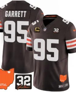 Sanders Cleveland Browns Nike Home Patch Jim Vapor Limited Stitched Jersey - Brown - Image 18