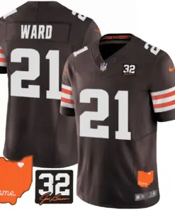 Sanders Cleveland Browns Nike Home Patch Jim Vapor Limited Stitched Jersey - Brown - Image 19