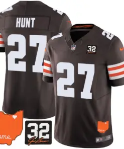 Sanders Cleveland Browns Nike Home Patch Jim Vapor Limited Stitched Jersey - Brown - Image 20