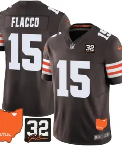 Sanders Cleveland Browns Nike Home Patch Jim Vapor Limited Stitched Jersey - Brown - Image 22
