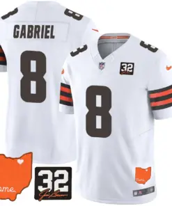 Sanders Cleveland Browns Nike Home Patch Jim Vapor Limited Stitched Jersey - Brown - Image 24