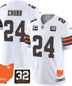 Sanders Cleveland Browns Nike Home Patch Jim Vapor Limited Stitched Jersey - Brown - Image 26